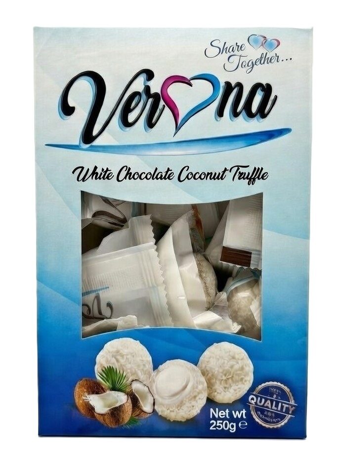 Antat Verona valge šokolaadi kookose-trühvlid piimakreemitäidisega 250 g